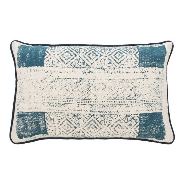 Safavieh Abena Oblong Throw Pillow in Blue/Cream