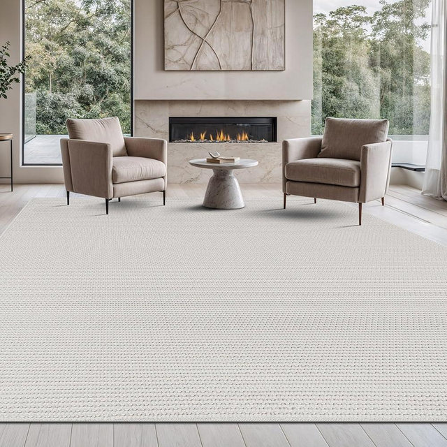 Beverly Rug Micro Loop Area Rug White 8x10 Modern Luxury Soft Trellis Geometric Durable Indoor Area Rugs for Living Dining Room Office Stain Resistant Non Shedding Casual Indoor Carpet White 8 x 10