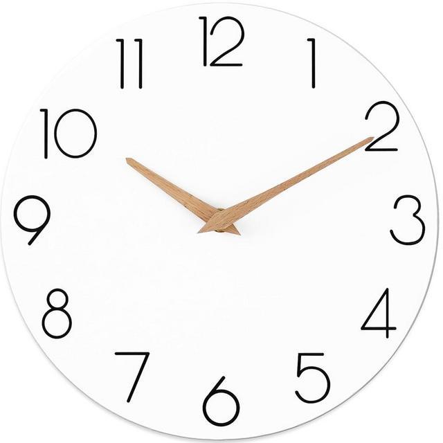 cicininc Wall Clock, 16 Inch Wooden Battery Operated Wall Clocks Silent Non-Ticking, Decorative White Clock for Living Room, Bedroom, Kitchen, Home, Office, School, Hotel