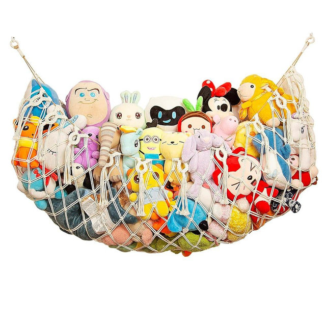 Amdermi Stuffed Animal Hammock Corner Wall Stuffed Animal Net or Hammock for Stuff Animal Storage Plush Toy Holder Boho Macrame Toy Display for Nursery Playroom Kid's Room