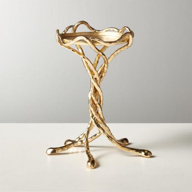 Athena Brass Pillar Candle Holder