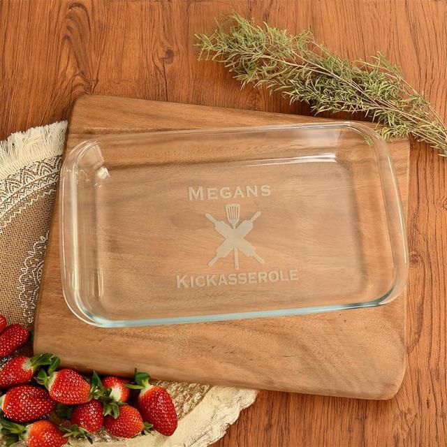 Personalized Engraved Baking Dish, Custom Pyrex Dish with lid Casserole Dish Gift for Mama Couple Wedding Gift Christmas Gift
