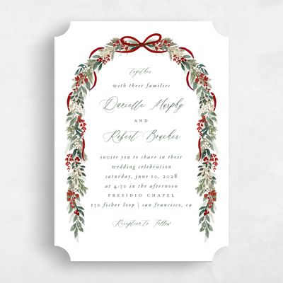 White Ticket Wedding Invitation - Bryn Portrait