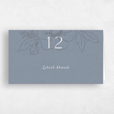 Dusty Blue Wedding Place Card - Oriabel