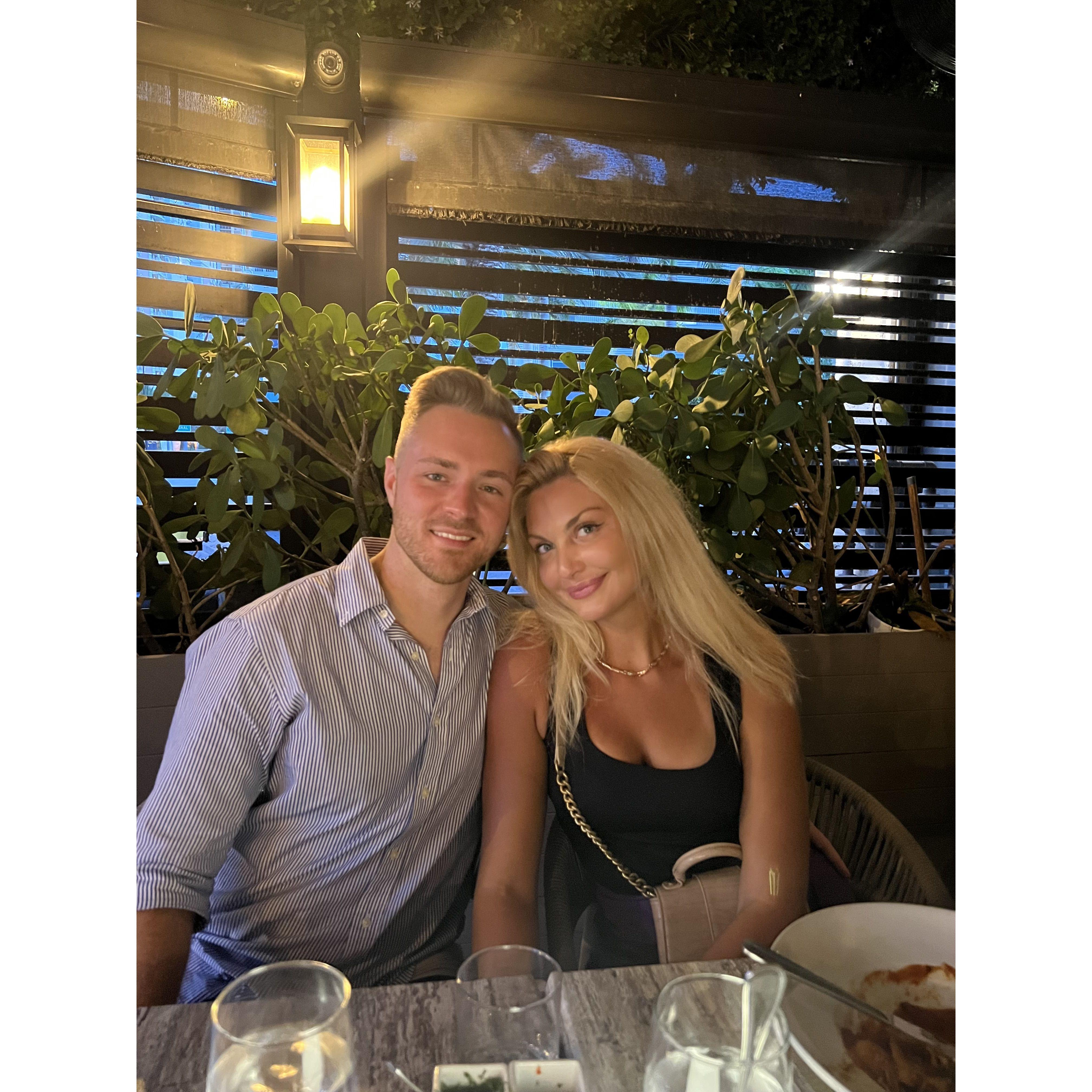 Dinner in Miami when Brendan first met my parents.
