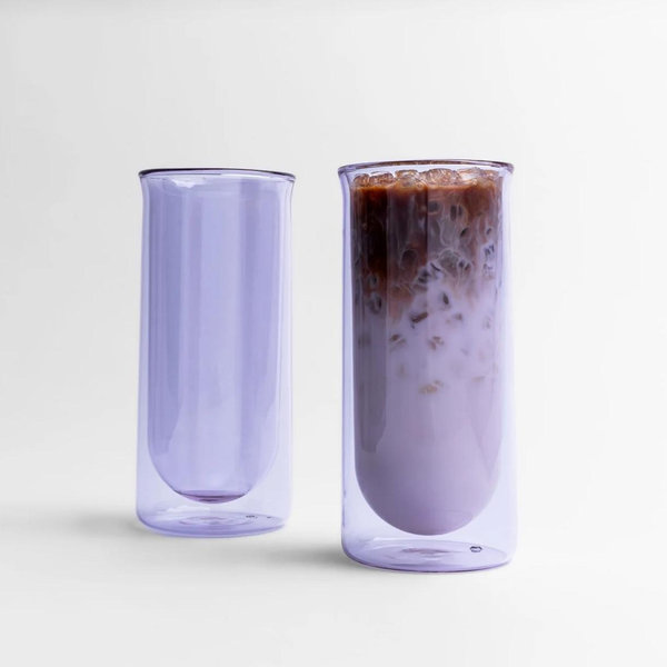 Purple FLUR Iced Coffee Glasses