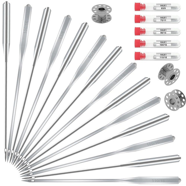 Sewing Machine Needles, Universal Sewing Machine Needle, ONEHERE Compatible with Singer, Brother, Janome, Varmax, Sizes HAX1 65/9, 75/11, 90/14, 100/16, 110/18 (50 PCS)