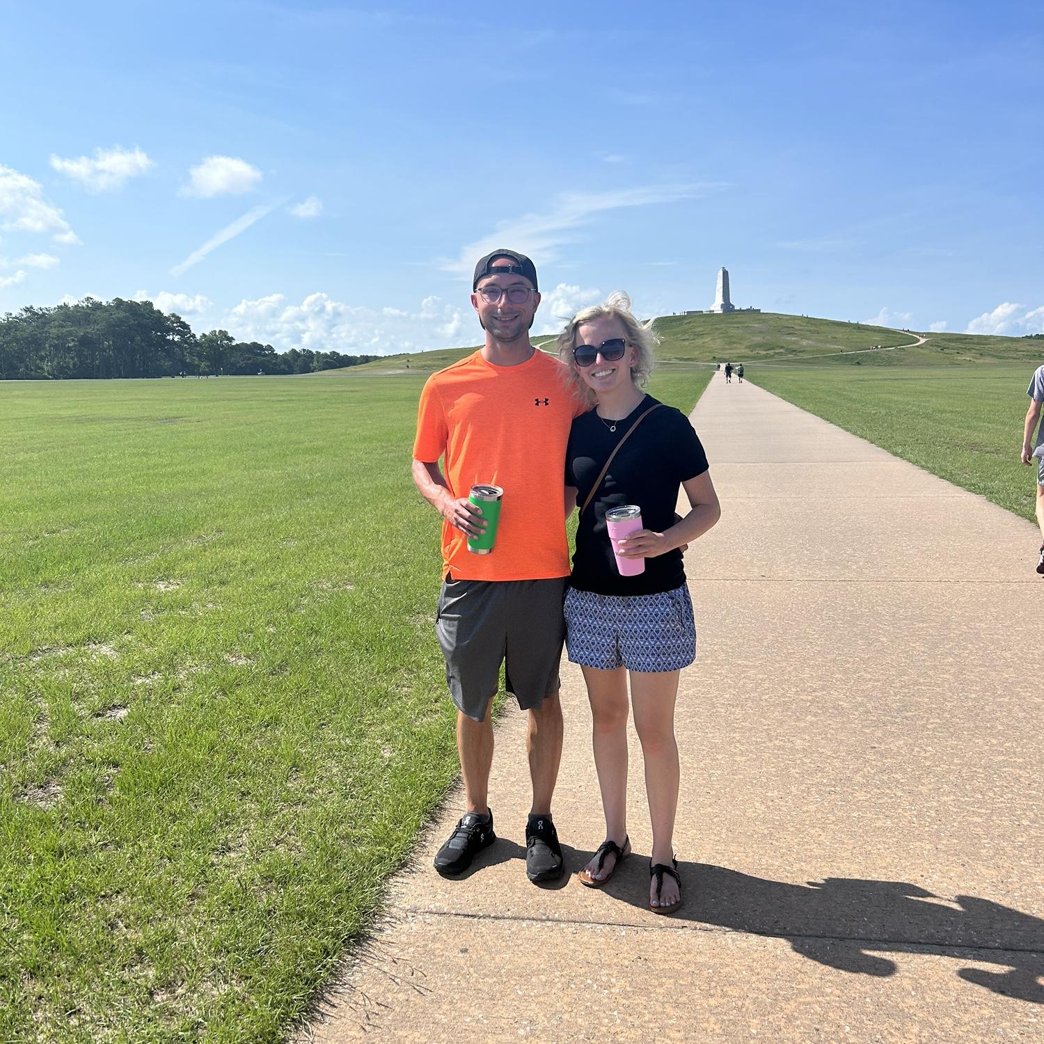 Visiting the Wright Brothers Memorial in North Carolina.