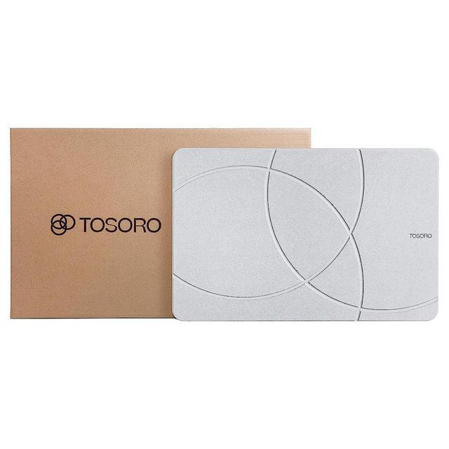 TOSORO - Stone Bath Mat, Diatomaceous Earth Non-Slip Stone Shower Mat - Quick Drying Absorbent Bath Stone Mat - Elegant & Modern Design, Easy to Clean (23.5 x 15 Grey)