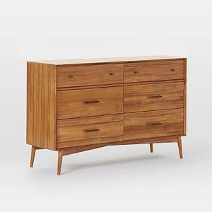 Mid-Century 6-Drawer Dresser, Acorn
