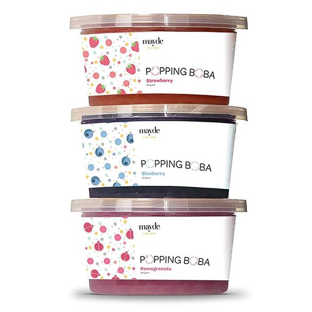 Mayde 3-Flavor Popping Boba Pearls Berry Blend Party Kit (3-Pack, 490 Grams)