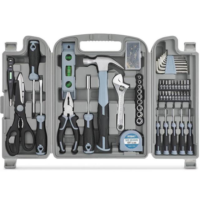 Hi-Spec 54pc Tool Set General Household Toolkit with Toolbox Storage Case, Basic House DIY Tool Kit Set for Home Garage Office College Dormitory Use