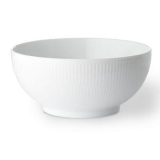 White Fluted Plain 8" Serving Bowl