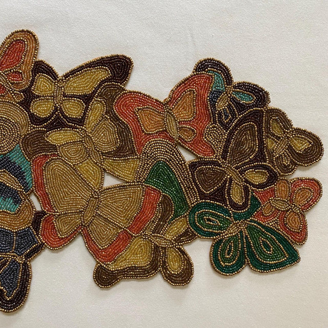 Beaded Table Runner Butterfly Design Seed Beads