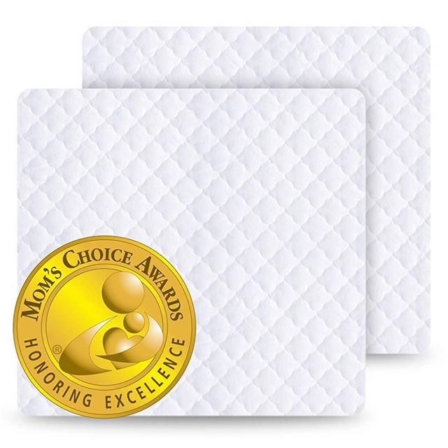 iLuvBamboo Square Playard Mattress Protector 2 Pack to Fit Room², Tot Bloc & Other 36” x 36” Portable Play Yard Mattress - Soft Bamboo Jacquard Fitted Style Playpen Topper Cover- Best for Baby Gifts