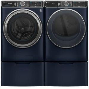 Washer & Dryer Sets - Package GE Profile 5.3 Cu. Ft. High-Efficiency Stackable Smart Front Load Washer with Steam and UltraFresh Vent System+ With OdorBlock and 7.8 Cu. Ft. Stackable Smart Electric Dryer with Steam and Sanitize Cycle Sapphire Blue
