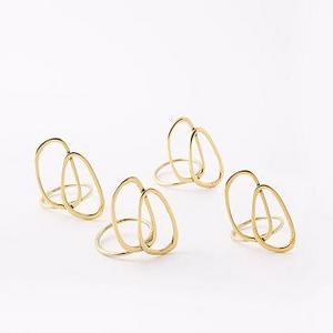 Jewelry Napkin Rings, Gold, Set of 4