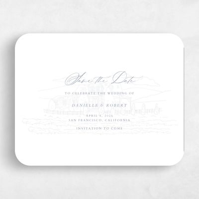 Grey Rounded Wedding Save the Date - Malcesine Landscape