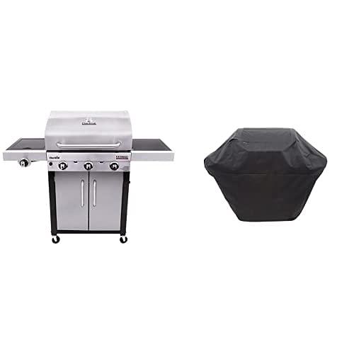Char-Broil 463371719 Performance TRU-Infrared 3-Burner Cabinet Style Gas Grill, Stainless Steel & 3-4 Burner Large Rip-Stop Grill Cover