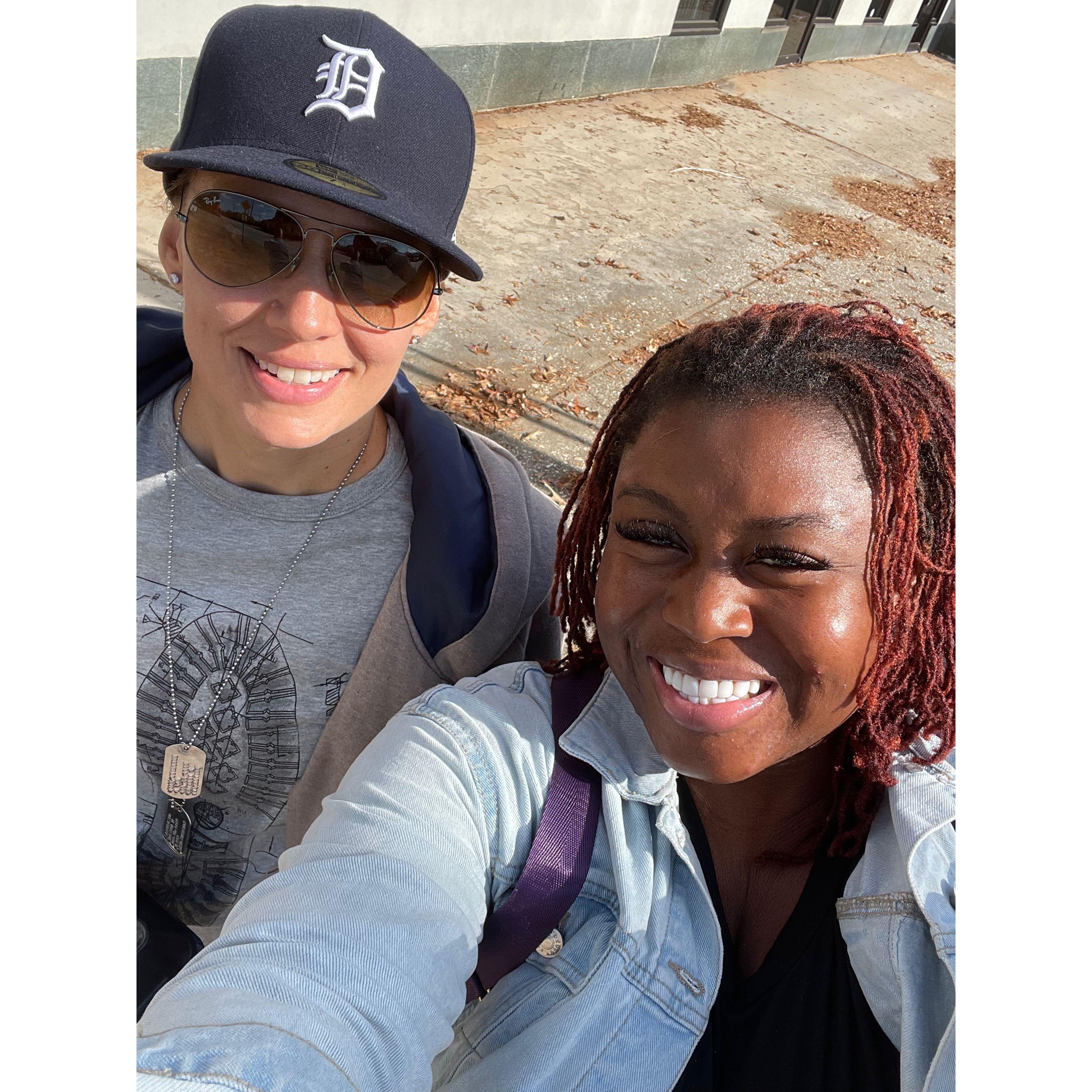 Our first time hanging out as friends. I did a turn and burn flight. Instead of sitting at the airport for 8 hours Mona said she would take me to get some good food. That's my language. Chemistry!