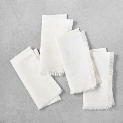 4pk Linen Blend Raw Edge Napkin Set Sour Cream - Hearth & Hand™ with Magnolia