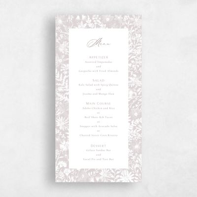 Taupe, White Wedding Menu - Wildbloom