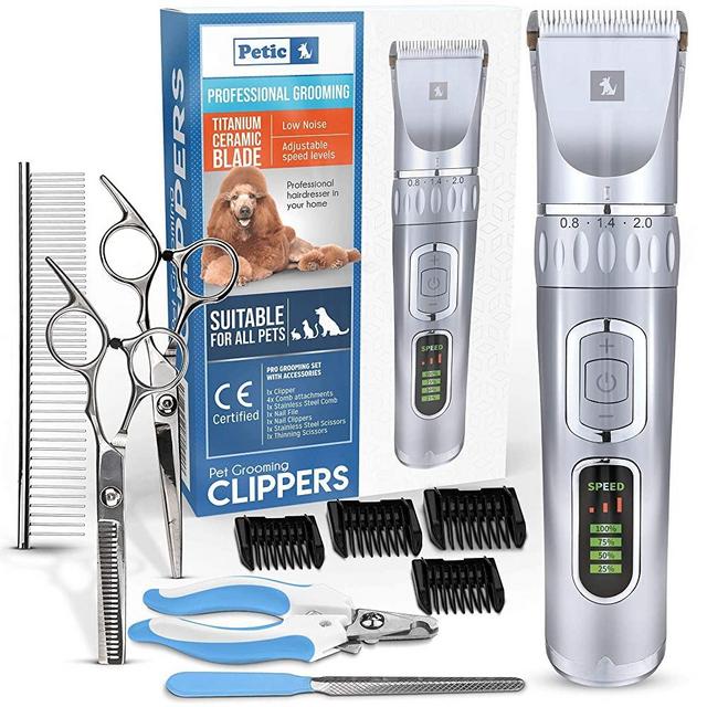 Dog Clippers Professional Dog Grooming Clipper Low Noise Rechargeable Cordless Pet Clippers for Dogs Cats Pets Silent Trimmer Dog Grooming Kit