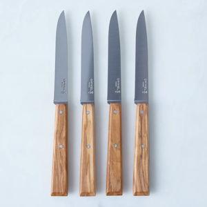 Opinel Olive Wood Table Steak Knives (Set of 4), Made in France, Wood & Stainless Steel