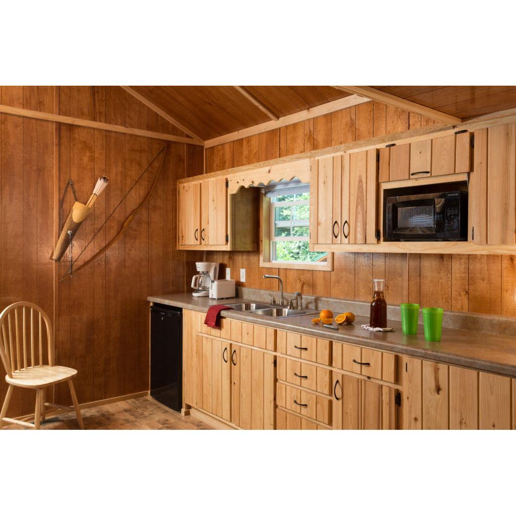 The kitchenette in the Huntsman's hallow cabins is larger to accommodate the farther distance from the castle.