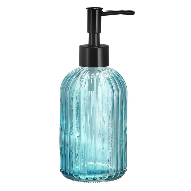 Unique Bargains Glass Durable Hand Soap Dispenser With Pump for Kitchen Bathroom Blue