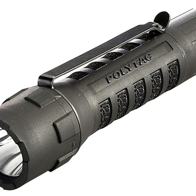 Streamlight 88850 PolyTac 600-Lumen 11500-Candela Tactical LED Flashlight, Ten-TAP Programmable, Clear Retail Packaging, Black