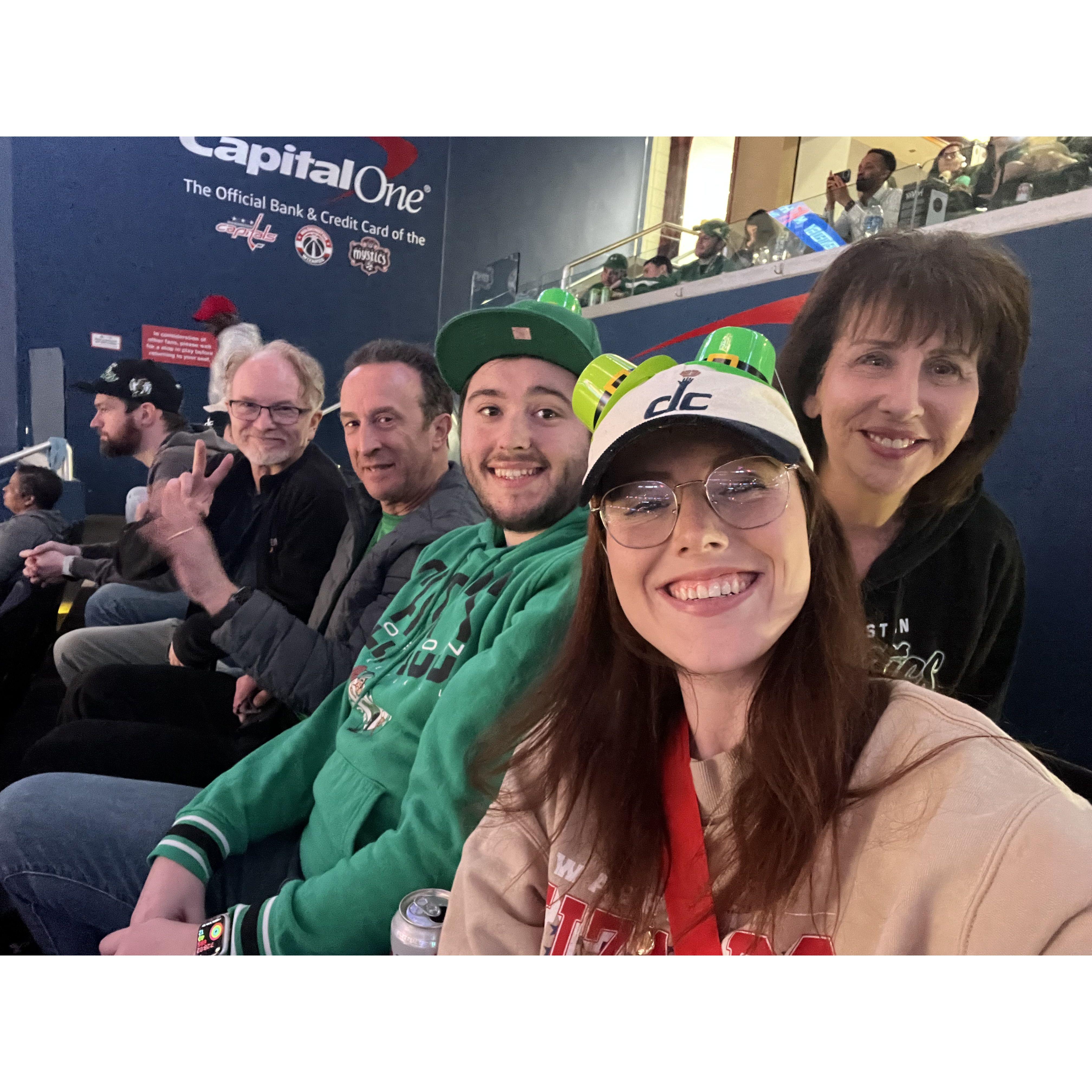 Wizards v Celtics game, Wizards lost, 4/5 people pictured were happy