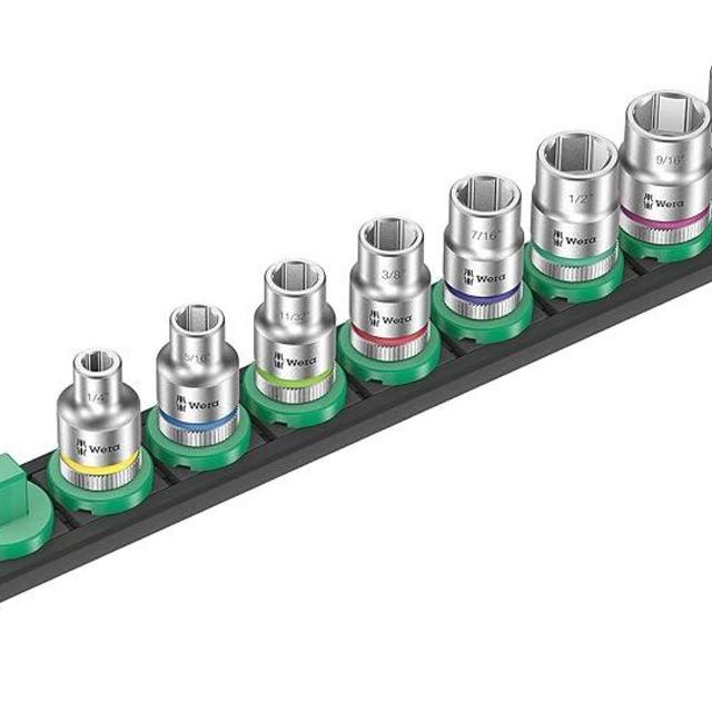 Wera Tools Magnetic Sock Rail B Imperial 1 Sock Set 3/8" drv 9 pcs