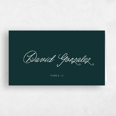 Green Typography Wedding Place Card - Devan