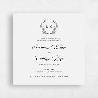Smoke, Grey Wedding Invitation - Eleanora Square