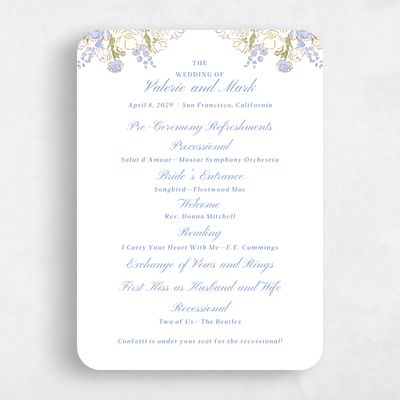 Blue Rounded Wedding Program - Colombe