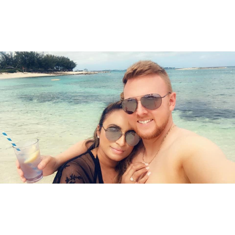 We were enjoying another beautiful day on our engagement moon in the Bahamas