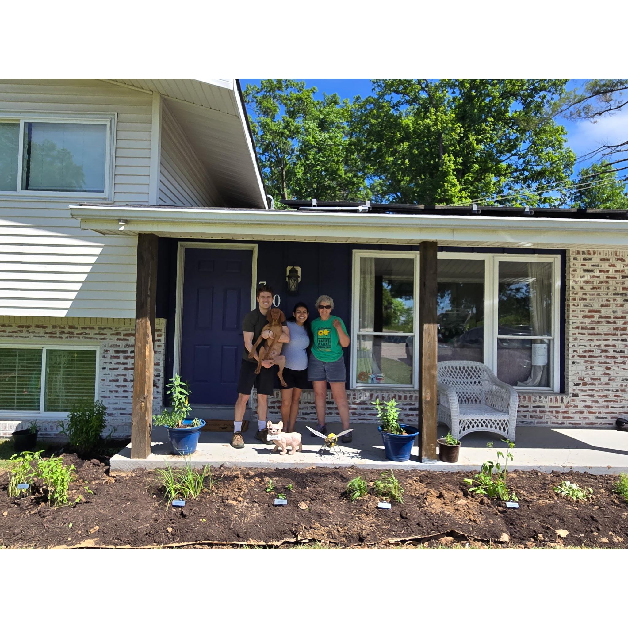 Grandma helped us start a flower garden