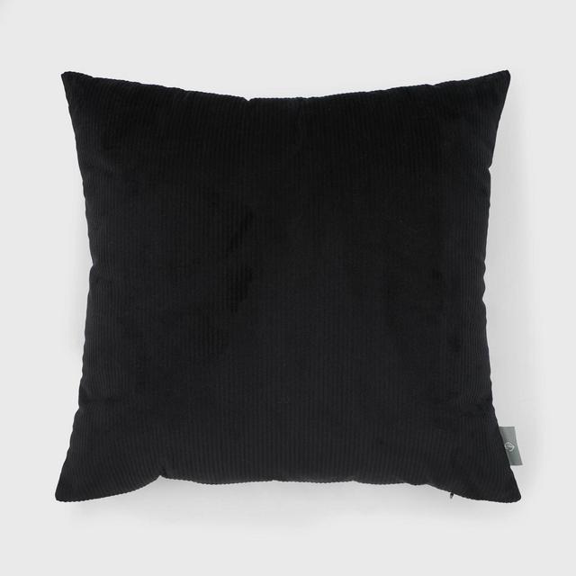 18"x18" Solid Ribbed Textured Square Throw Pillow Black - freshmint