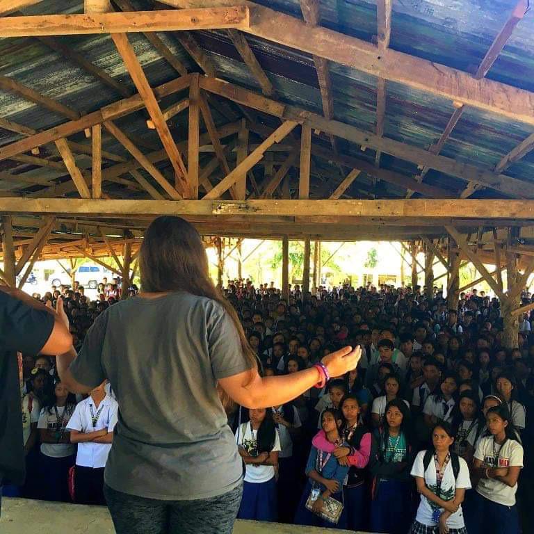 March 2019. Sharing the gospel with 1500 students.