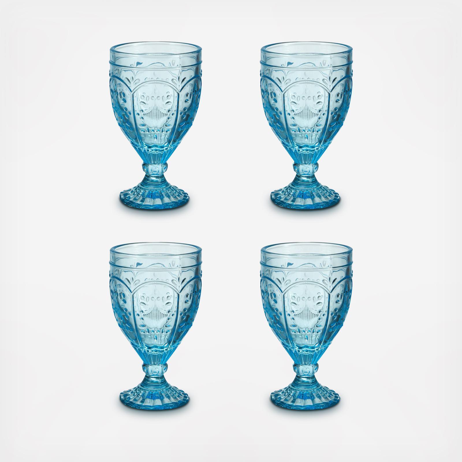 Fitz and Floyd Villa Palm Wine Goblet, Set of 4, Green