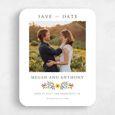 White Rounded Wedding Save the Date - Blume Photo