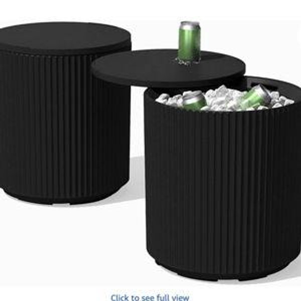 Veradek Outdoor Cooler Side Table - 2 pack fluted surface in Black