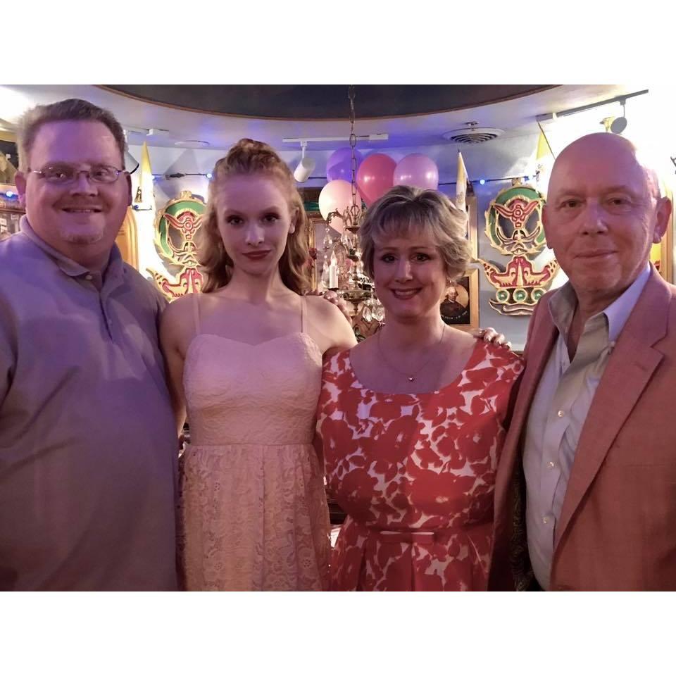 Megan’s dad Oliver, Megan, Greg and Jennifer and Megan’s high school graduation- June, 2017
