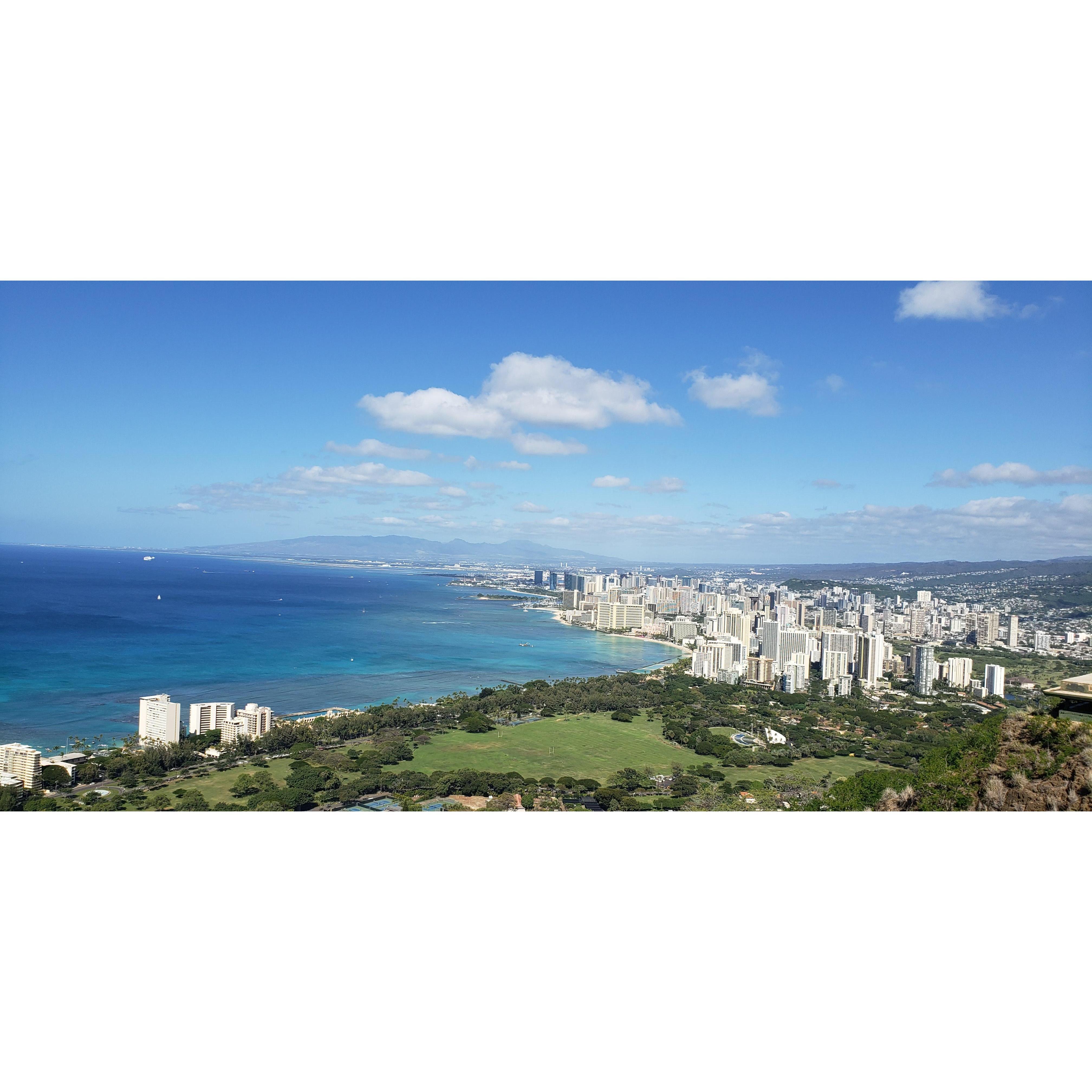 View from atop of Diamond Head in Oahu