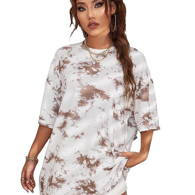 Cozyease Women's Oversized Graphic Letter Print T Shirts Short Sleeve Loose T Shirts Casual Women Summer Tops