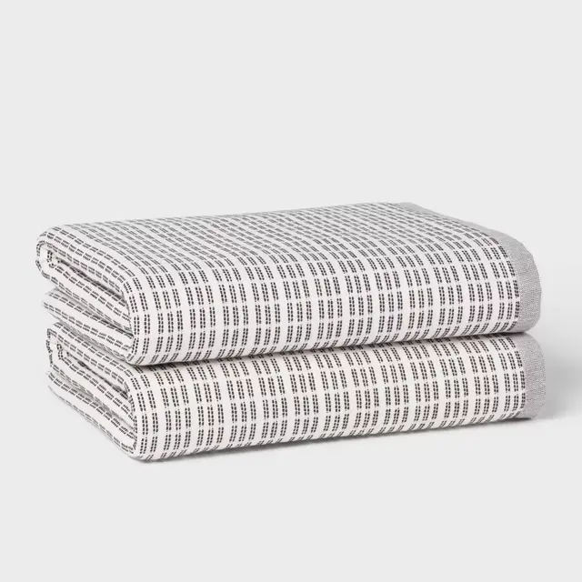 2pc Modern Dash Bath Towel Black/White - Threshold™