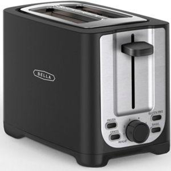 BELLA 2 Slice Toaster with Auto Shut Off - Extra Wide Slots & Removable Crumb Tray and Cancel, Defrost & Reheat Function - Toast Bread, Bagel & Waffle, Blue
