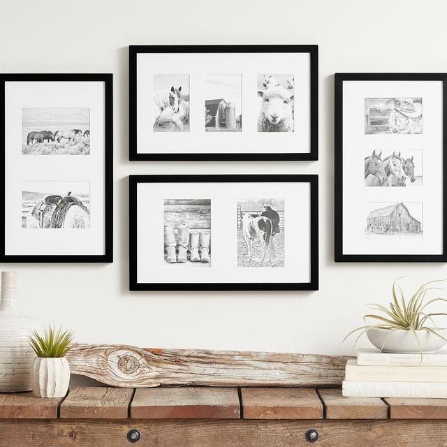 Wood Gallery Frame, 11"x18" Overall (2 Multi, 3 Multi Opening) - Black