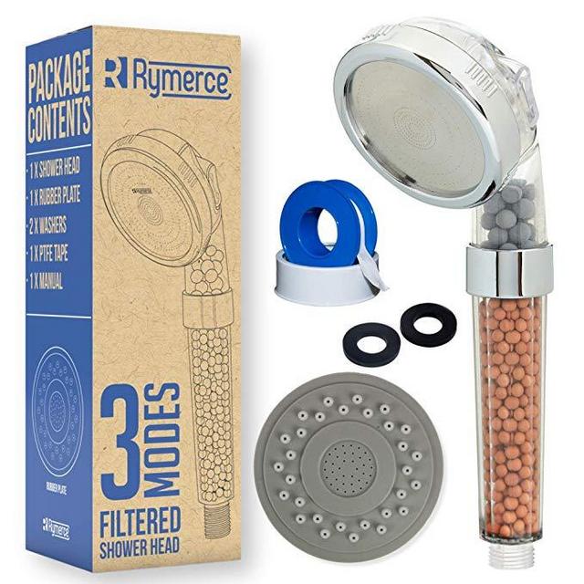 RYMERCE Ionenfilter Handbrause – 3-Wege Funktion, 200% höherer Druck und 30% Wasserersparnis | Duschfilter SPA-Erlebnis für trockene Haut und Haare